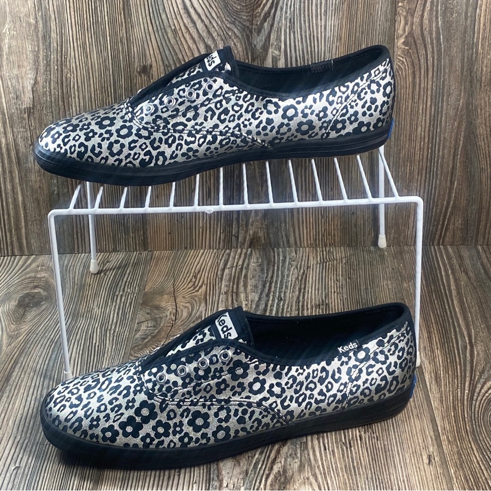Keds Champion Women's Size 8.5 Laceless Metallic Floral Print Slip On Sneakers